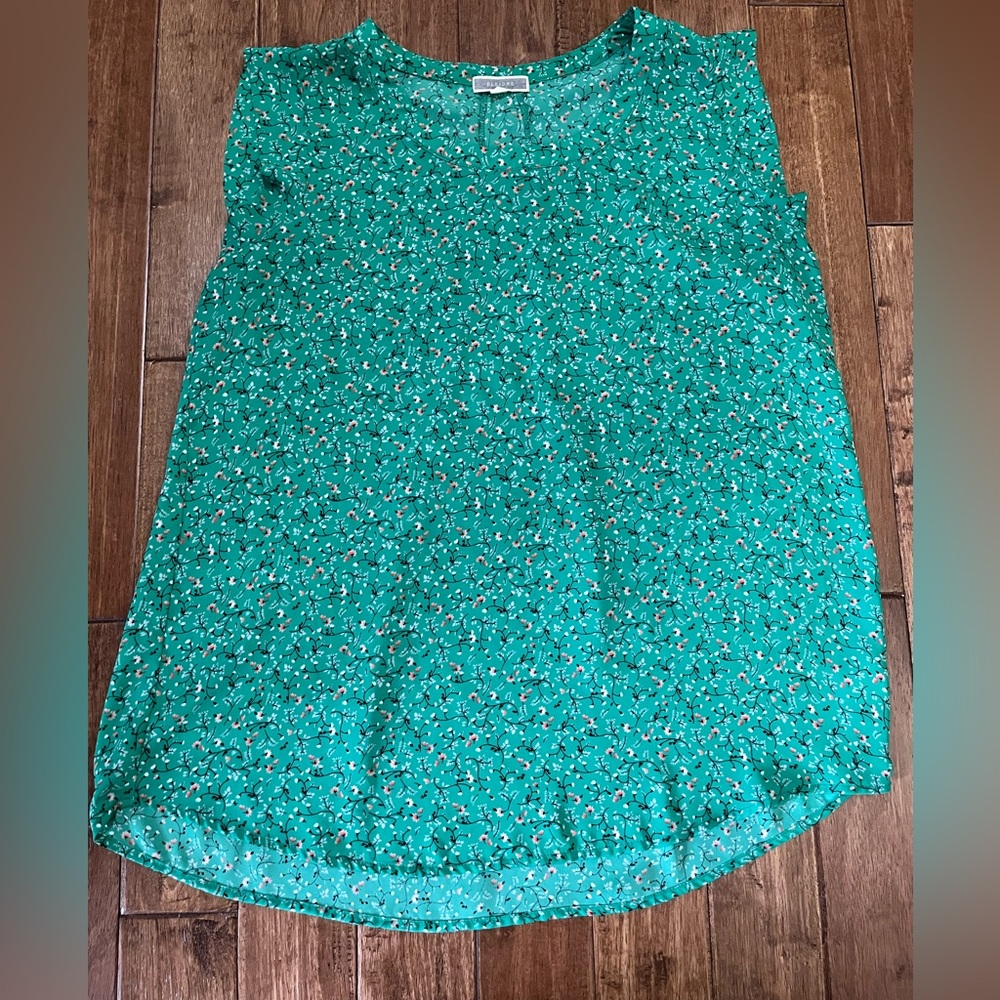 Pleione Green Floral Nordstrom Top Medium